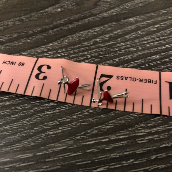 925 Sterling Silver Red Ballerina Stud Earrings - Picture 4 of 4